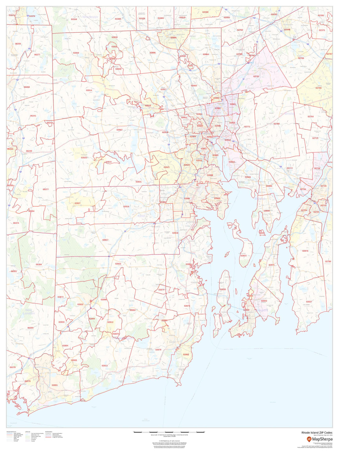 Rhode Island Zip Code Map