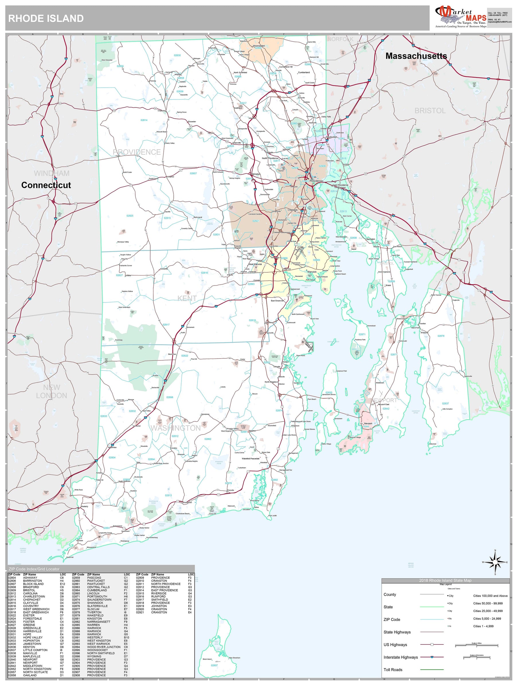Premium Style Wall Map of Rhode Island – American Map Store