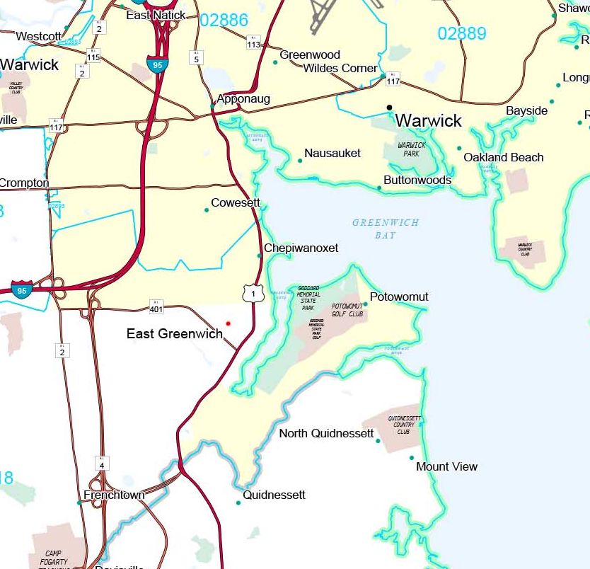 Premium Style Wall Map of Rhode Island