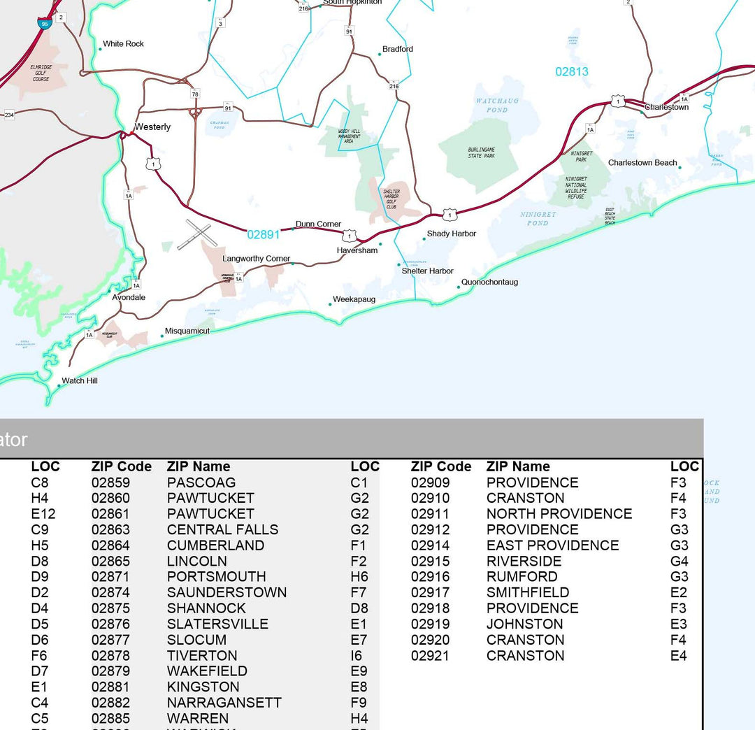 Premium Style Wall Map of Rhode Island