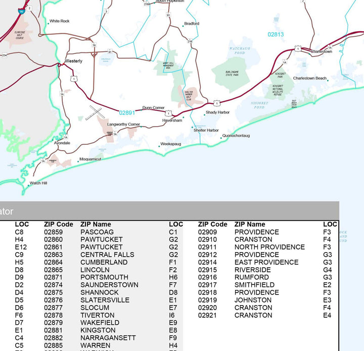 Premium Style Wall Map of Rhode Island