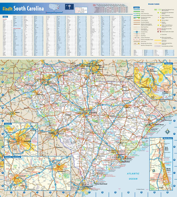 South Carolina Wall Map by Globe Turner