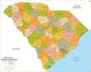 South Carolina Zip Code Map with Counties