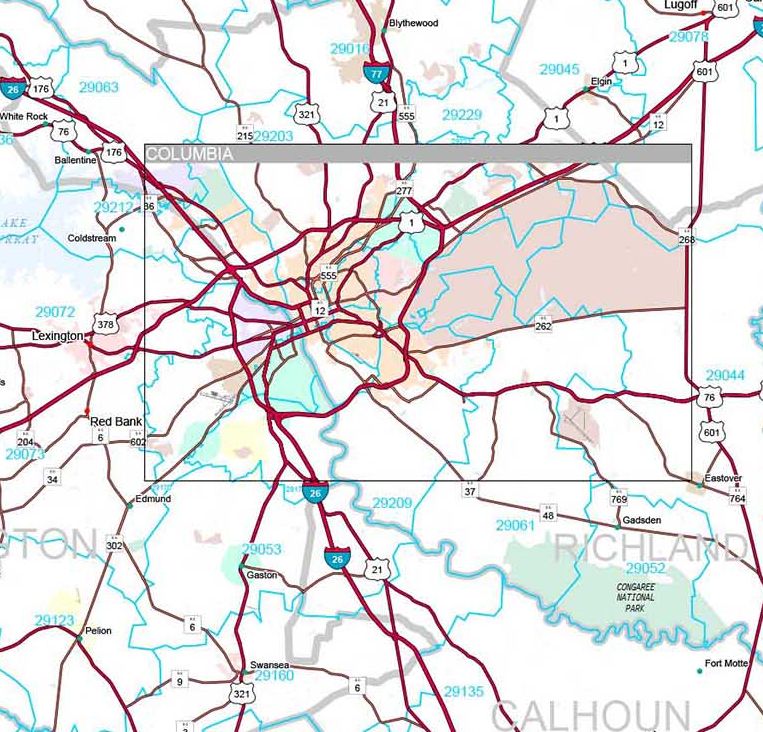 Premium Style Wall Map of South Carolina