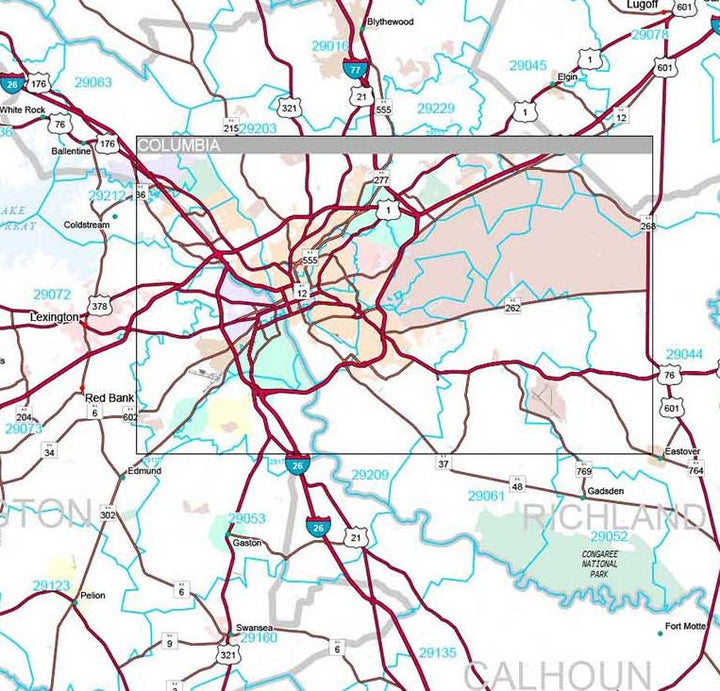 Premium Style Wall Map of South Carolina