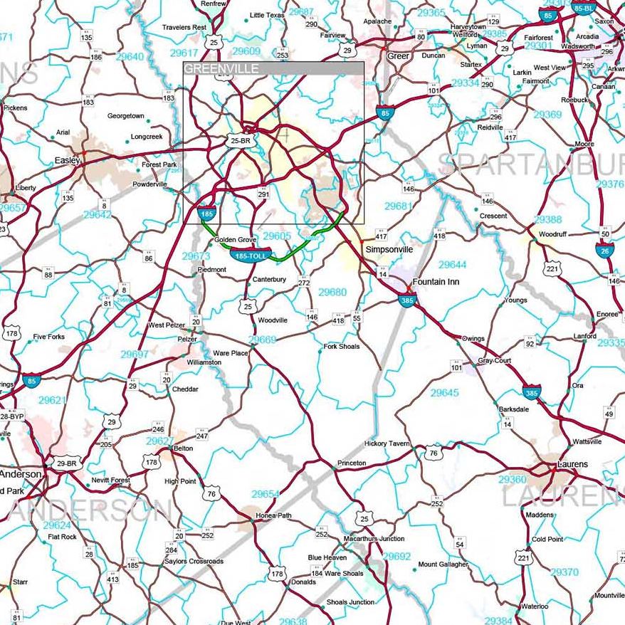 Premium Style Wall Map of South Carolina
