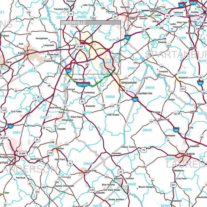 Premium Style Wall Map of South Carolina