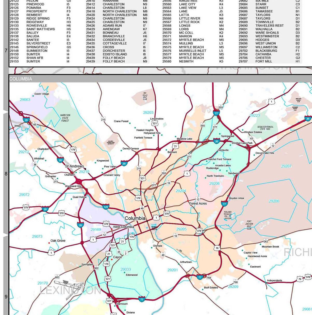 Premium Style Wall Map of South Carolina