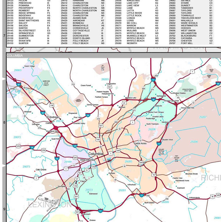 Premium Style Wall Map of South Carolina
