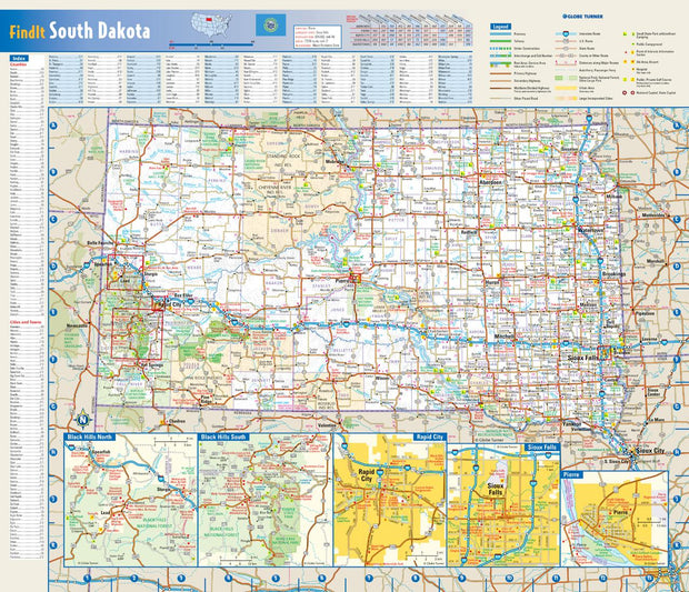 South Dakota Wall Map by Globe Turner