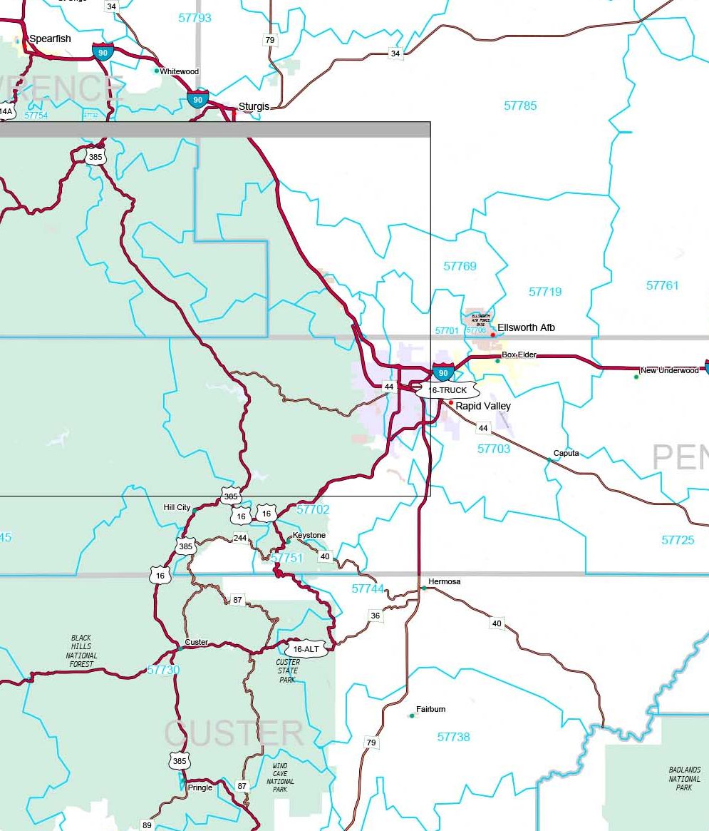Premium Style Wall Map of South Dakota
