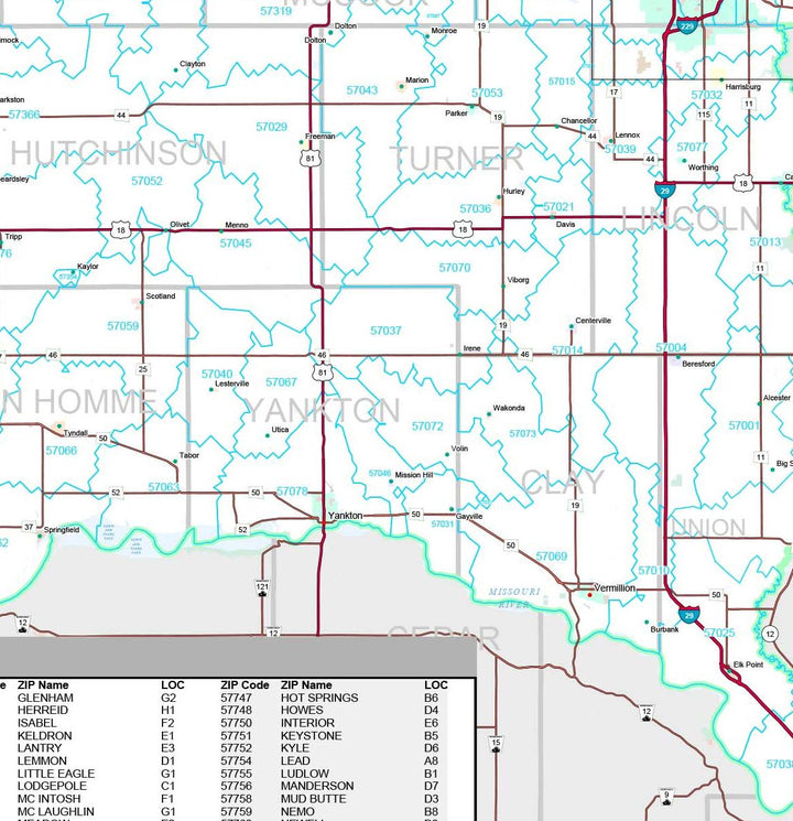 Premium Style Wall Map of South Dakota