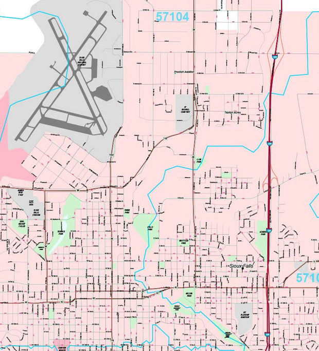 Premium Style Wall Map of Sioux Falls, SD by Market Maps