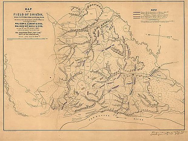 Map of the field of Shiloh, near Pittsburgh Landing, Tenn. on the 6th and 7th of April 1862