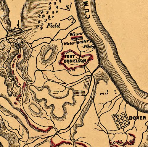 Sketch showing the relative positions of Fort Henry and Fort Donelson