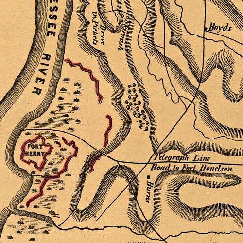Sketch showing the relative positions of Fort Henry and Fort Donelson