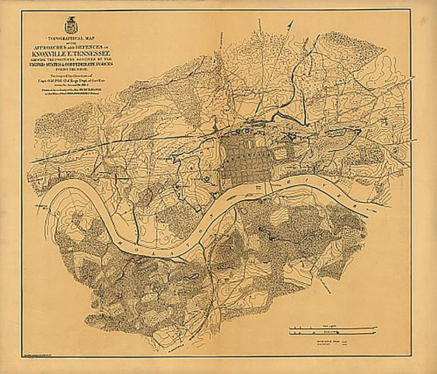 Topographical map of the approaches and defences of Knoxville, Tennessee