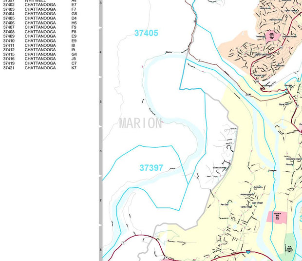 Premium Style Wall Map of Chattanooga, TN by Market Maps