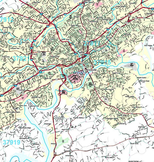 Premium Style Wall Map of Knoxville, TN by Market Maps