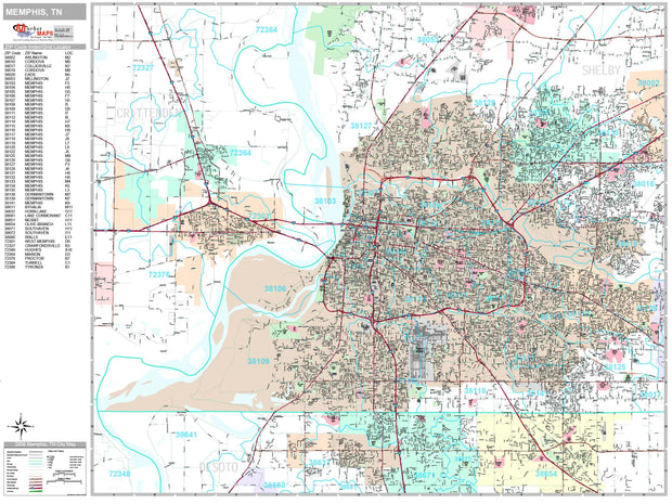 Premium Style Wall Map of Memphis, TN by Market Maps – American Map Store