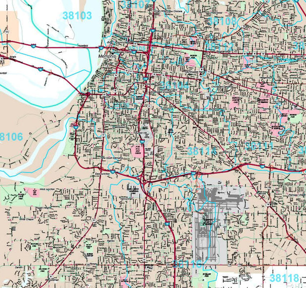 Premium Style Wall Map of Memphis, TN by Market Maps