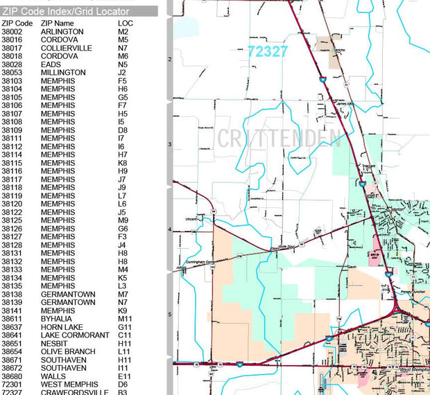 Premium Style Wall Map of Memphis, TN by Market Maps