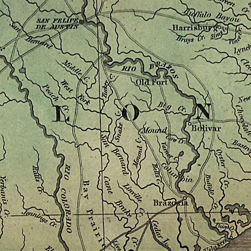 Map of Texas with Parts of Adjoining States by Stephen F. Austin, 1837