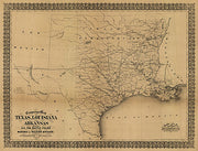 Campaign map of Texas, Louisiana and Arkansas 1871