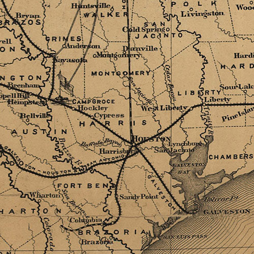 Campaign map of Texas, Louisiana and Arkansas 1871