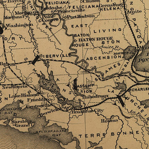 Campaign map of Texas, Louisiana and Arkansas 1871