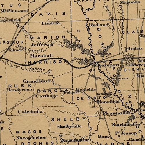 Campaign map of Texas, Louisiana and Arkansas 1871