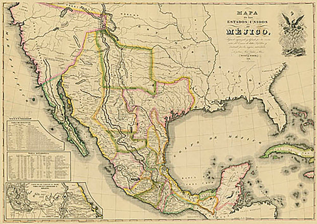 Mapa de los Estados Unidos de Mejico, 1828