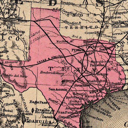 Neue Karte de Staates Texas, 1881