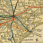 Railroad and County Map of Texas 1893