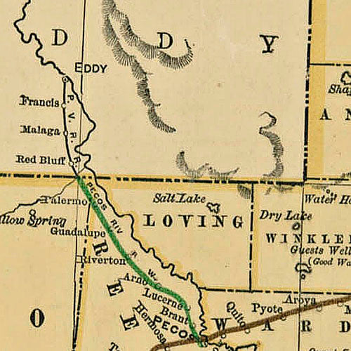 Railroad and County Map of Texas 1893