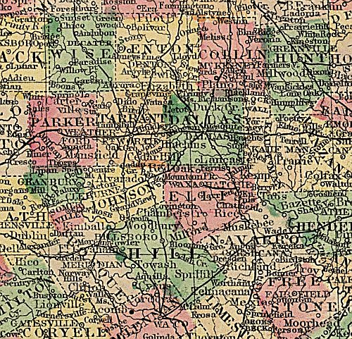 County Map of Texas by S. A. Mitchell 1881