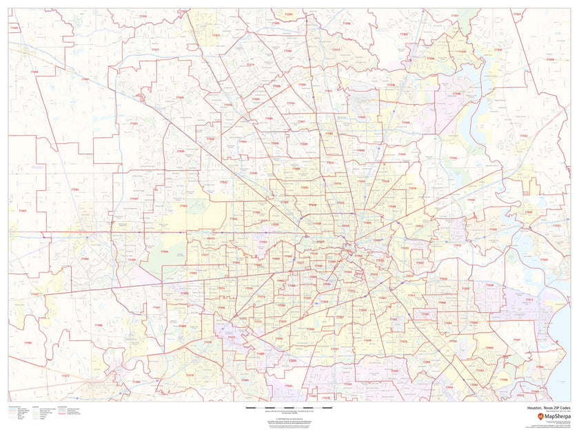 Houston Zip Code Map – American Map Store
