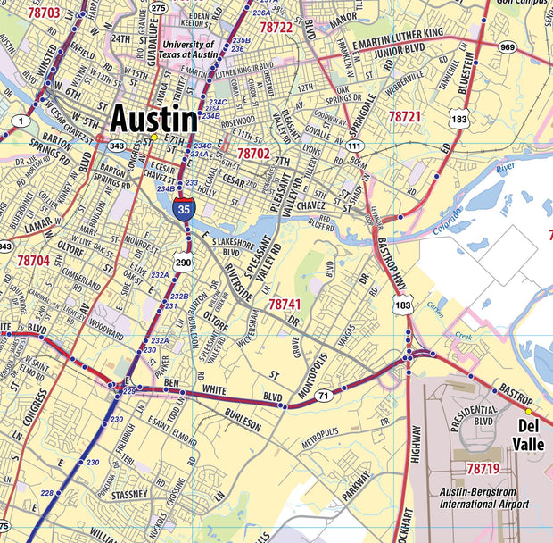 Greater Austin Metro Area Wall Map