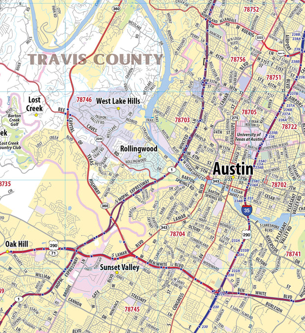 Greater Austin Metro Area Wall Map