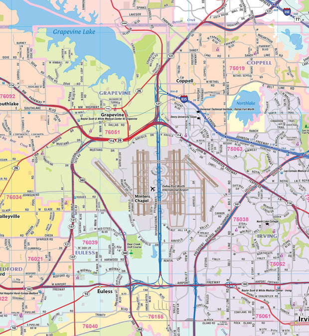 DFW Greater Metro Area Wall Map