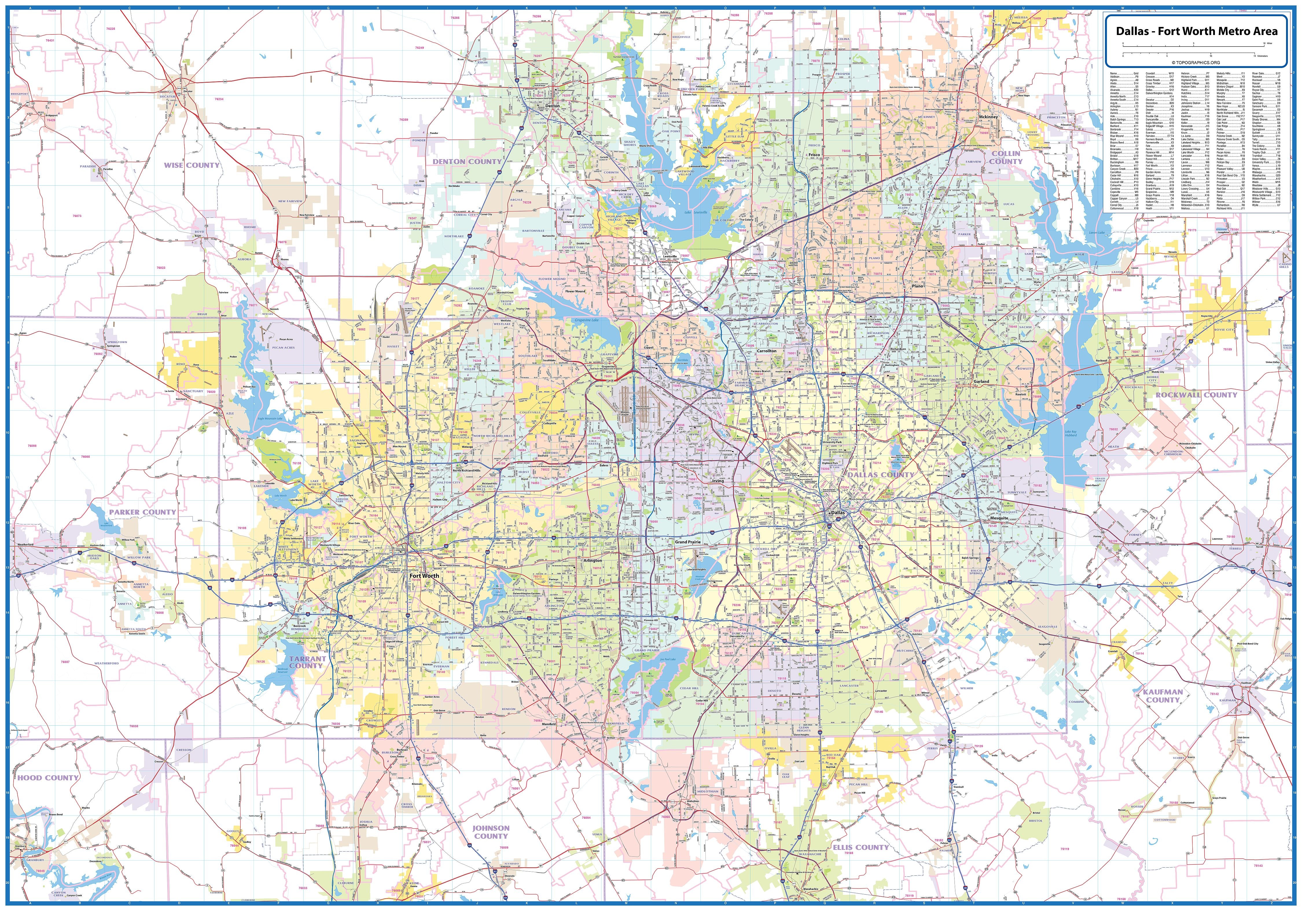 DFW Greater Metro Area Wall Map – American Map Store