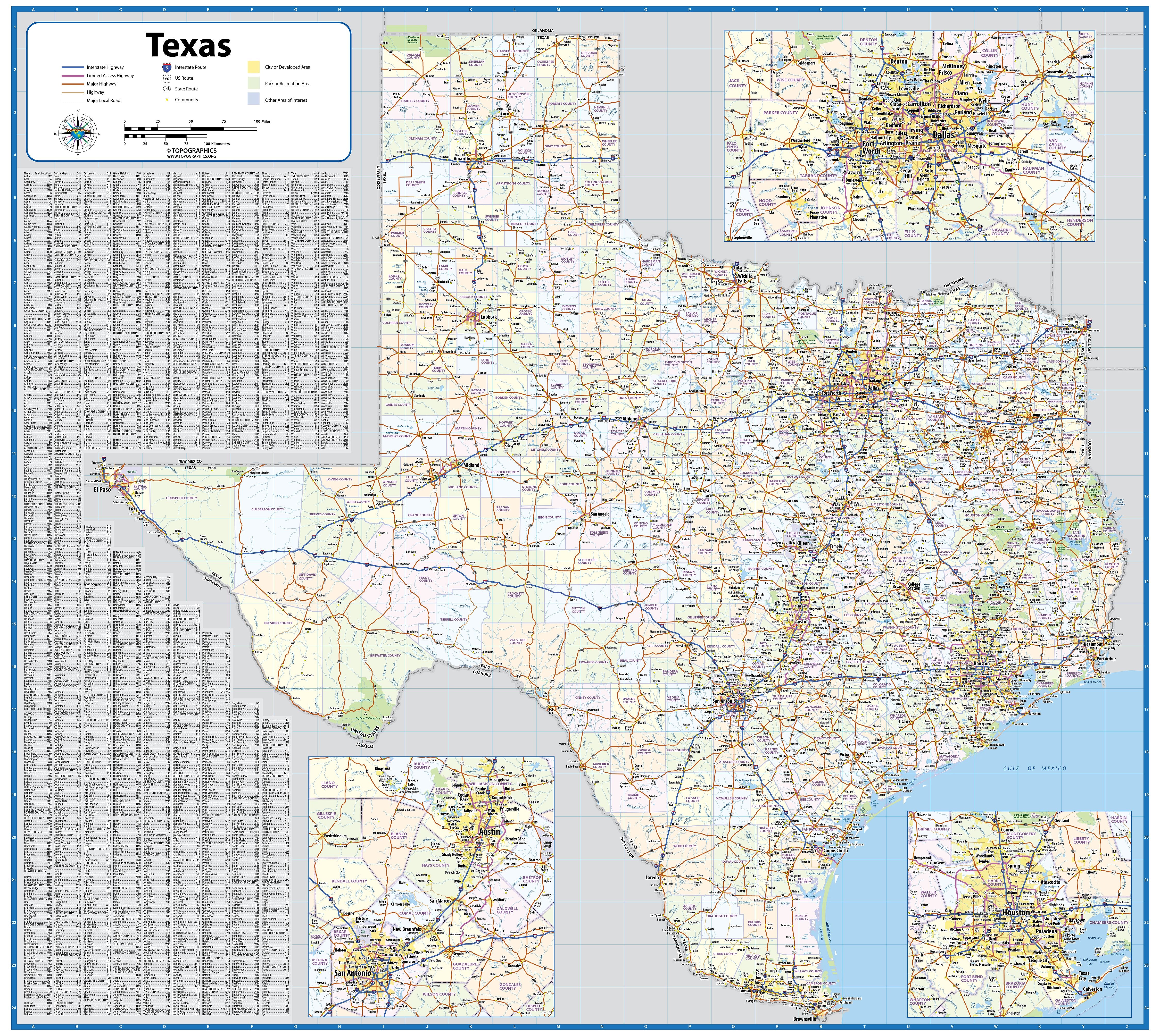 Texas Executive Wall Map by Topographics – American Map Store