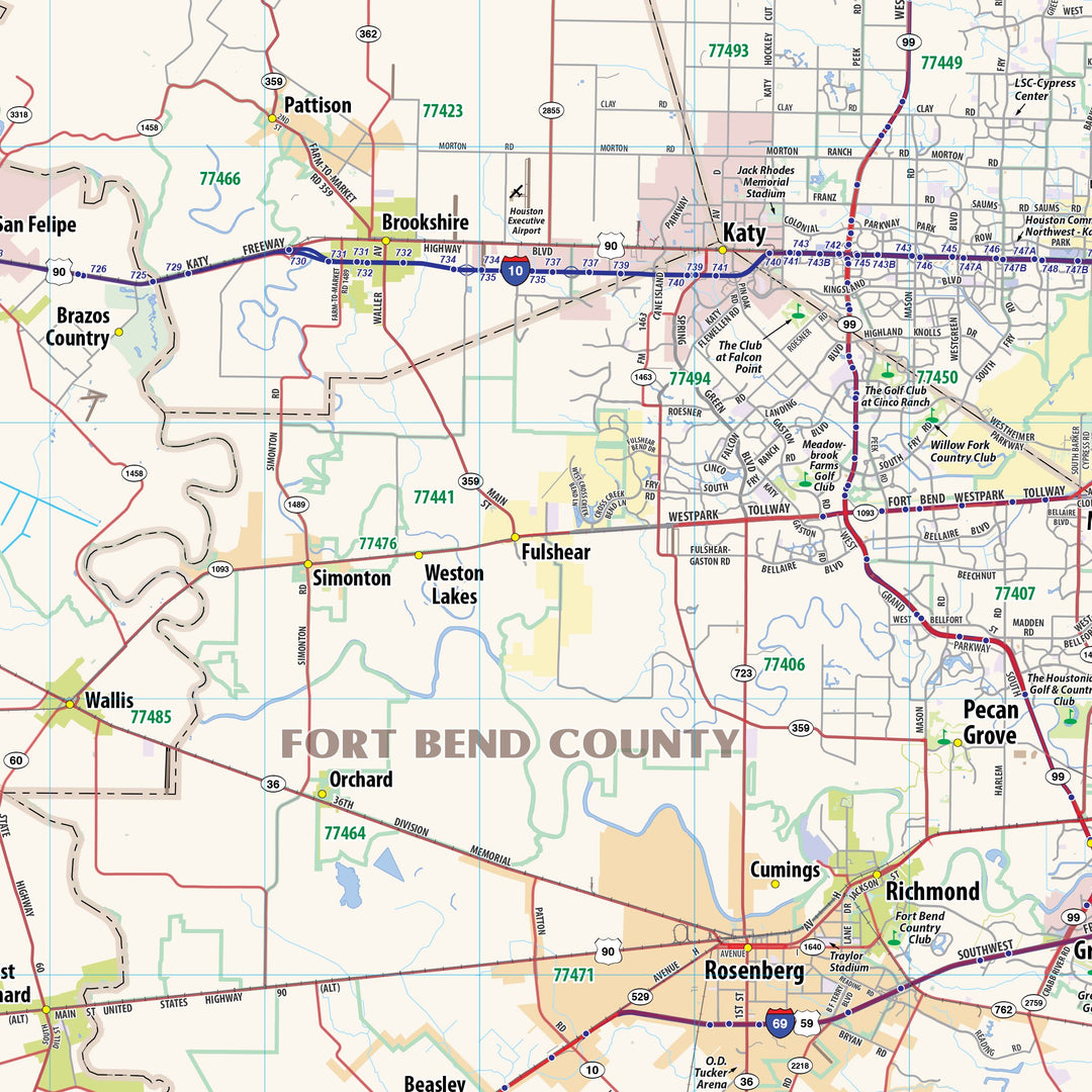 Greater Houston Metro Area Wall Map