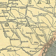 Map of the southern states, including rail roads, county towns, state capitals, county roads..., 1861