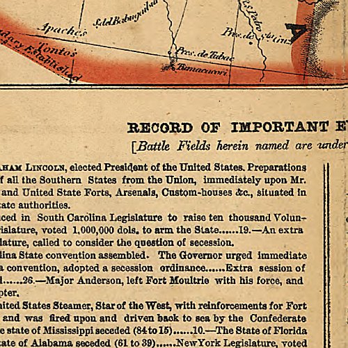 Bacon's steel plate map of America, political, historical & military, 1863