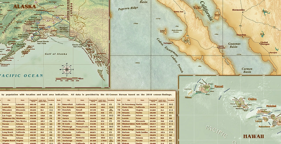 USA Antiqued Wall Map