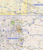 Western US Wall Map with Shaded Relief