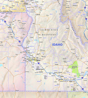 Western US Wall Map with Shaded Relief