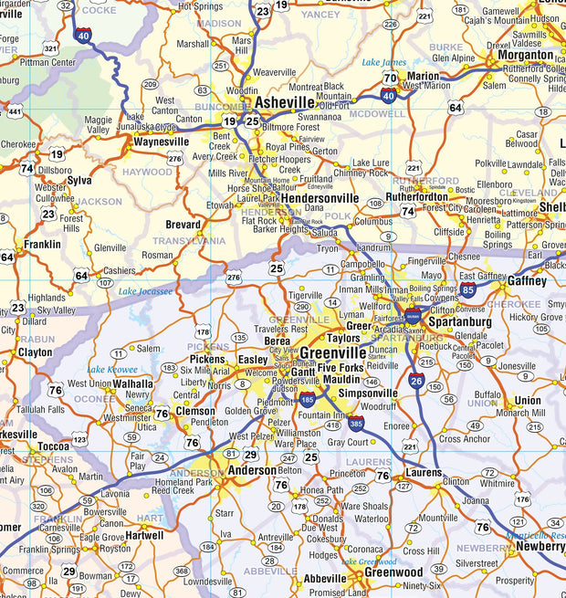 Southeast US Wall Map by Topographic Maps