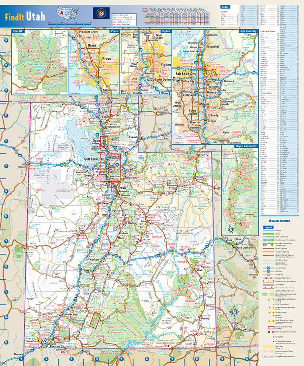 Utah Wall Map by Globe Turner